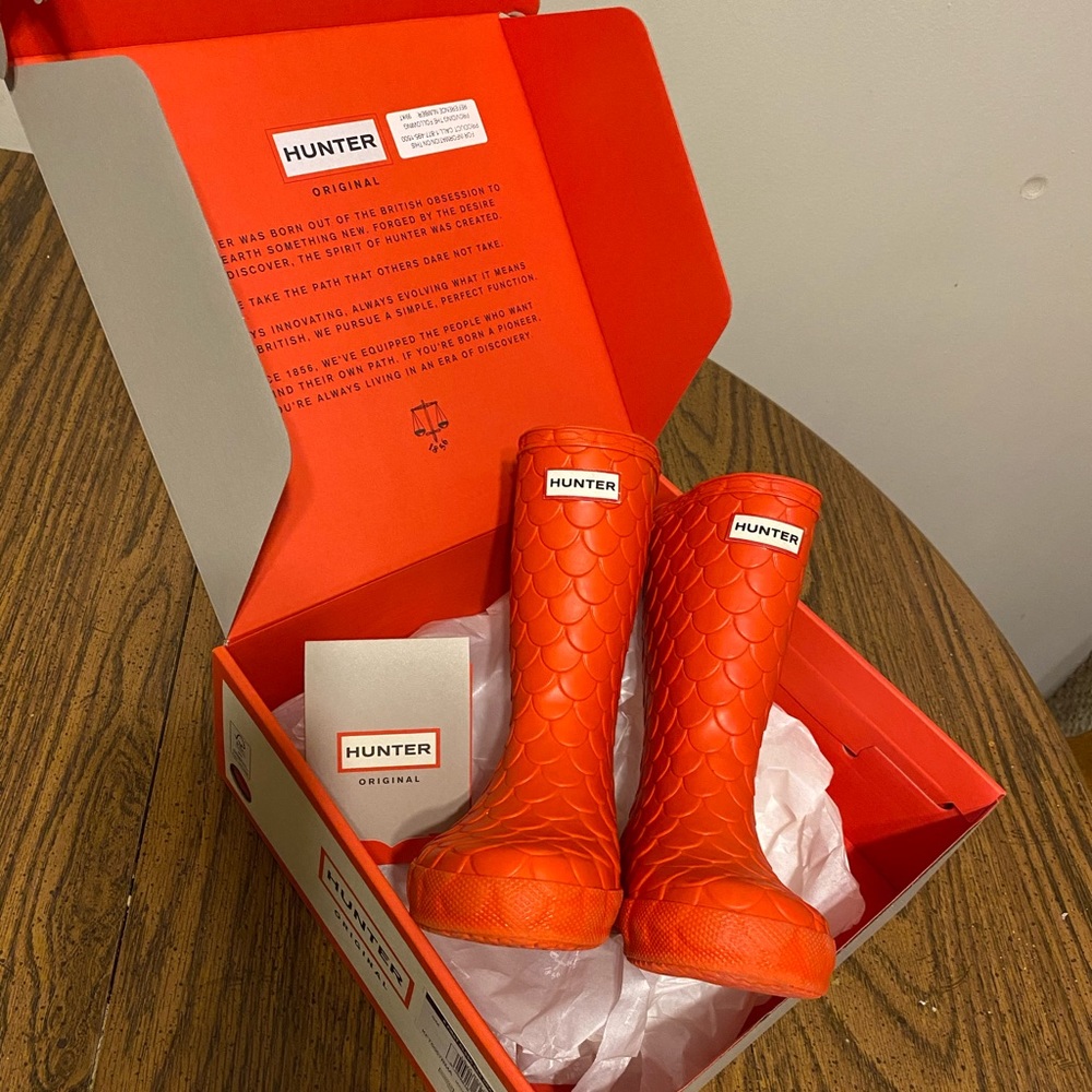Red hunter boots new with box